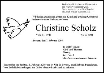 Anzeige von Christine Scholz von MGO