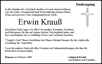 Anzeige von Erwin Krauß von MGO