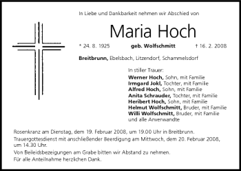 Anzeige von Maria Hoch von MGO