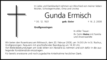 Anzeige von Gunda Ermisch von MGO