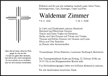 Anzeige von Waldemar Zimmer von MGO