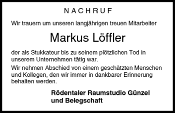 Anzeige von Markus Löffler von MGO