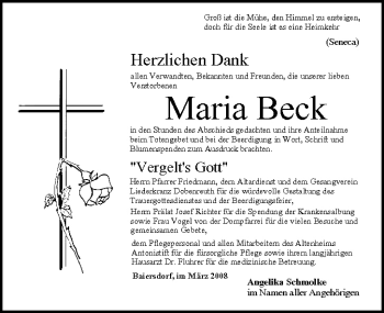 Anzeige von Maria Beck von MGO