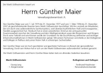 Anzeige von Günther Maier von MGO