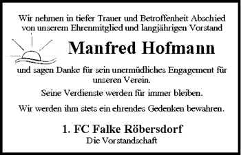 Anzeige von Manfred Hofmann von MGO