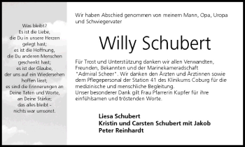 Anzeige von Willy Schubert von MGO