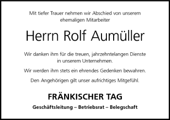 Anzeige von Rolf Aumüller von MGO