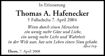 Anzeige von Thomas Hafenecker von MGO