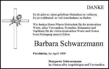 Anzeige von Barbara Schwarzmann von MGO