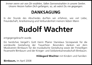 Anzeige von Rudolf Wachter von MGO