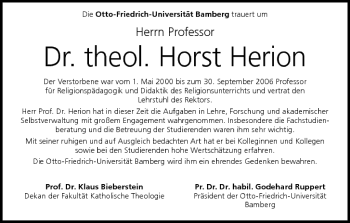 Anzeige von Horst Herion von MGO