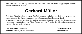 Anzeige von Gerhard Müller von MGO