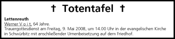 Anzeige von Totentafel vom 08.05.2008 von MGO
