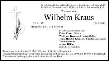 Anzeige von Wilhelm Kraus von MGO