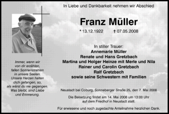 Anzeige von Franz Müller von MGO