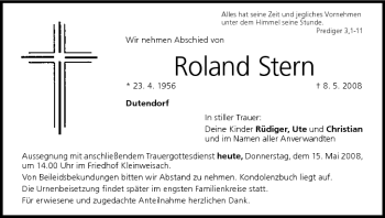 Anzeige von Roland Stern von MGO