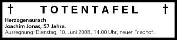 Anzeige von Totentafel vom 07.06.2008 von MGO