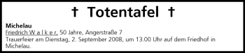 Anzeige von Totentafel vom 01.09.2008 von MGO