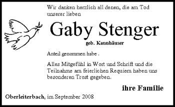 Anzeige von Gaby Stenger von MGO