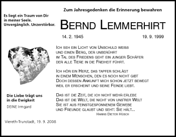 Anzeige von Bernd Lemmerhirt von MGO