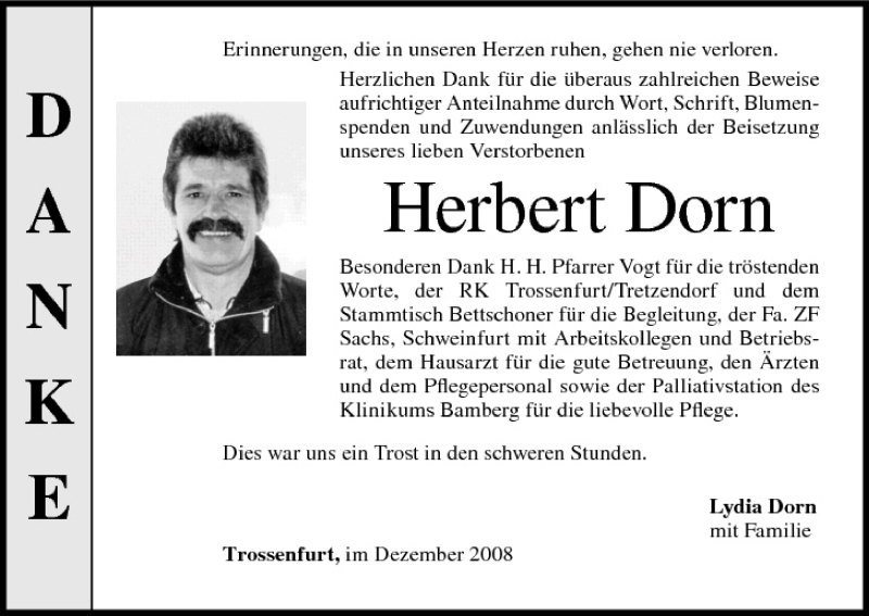  Traueranzeige für Herbert Dorn vom 06.12.2008 aus MGO