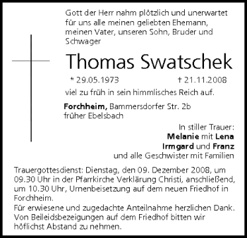 Anzeige von Thomas Swatschek von MGO