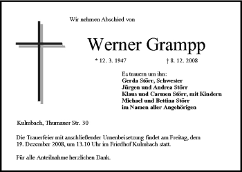 Anzeige von Werner Grampp von MGO