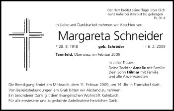 Anzeige von Margareta Schneider von MGO