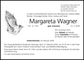 Anzeige von Margareta Wagner von MGO