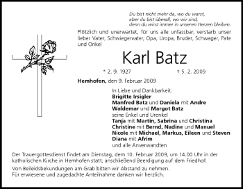 Anzeige von Karl Batz von MGO