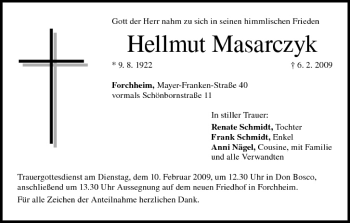 Anzeige von Hellmut Masarczyk von MGO