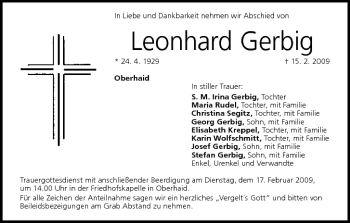 Anzeige von Leonhard Gerbig von MGO