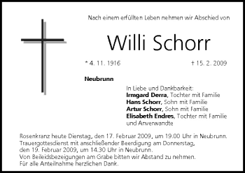Anzeige von Willi Schorr von MGO