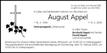 Anzeige von August Appel von MGO