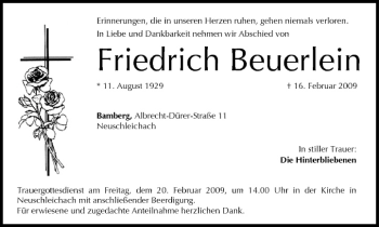 Anzeige von Friedrich Beuerlein von MGO