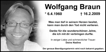 Anzeige von Wolfgang Braun von MGO