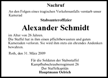 Anzeige von Alexander Schmidt von MGO