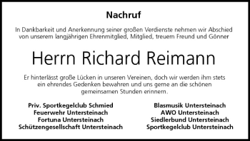 Anzeige von Richard Reimann von MGO