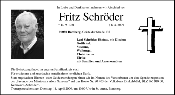Anzeige von Fritz Schröder von MGO