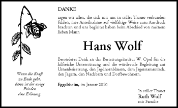 Anzeige von Hans Wolf von MGO