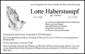 Anzeige von Lotte Haberstumpf von MGO