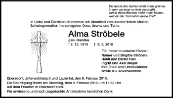 Anzeige von Alma Ströbele von MGO