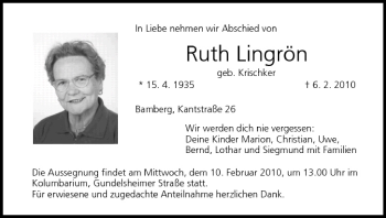 Anzeige von Ruth Lingrön von MGO