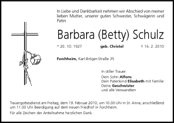 Anzeige von Barbara Schulz von MGO