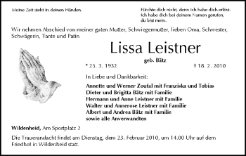 Anzeige von Lissa Leistner von MGO