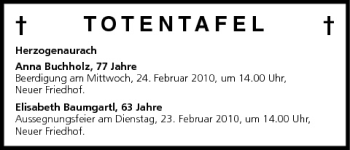 Anzeige von Totentafel vom 20.02.2010 von MGO