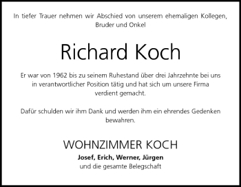 Anzeige von Richard Koch von MGO