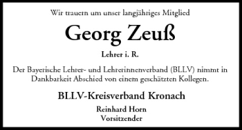 Anzeige von Georg Zeuß von MGO