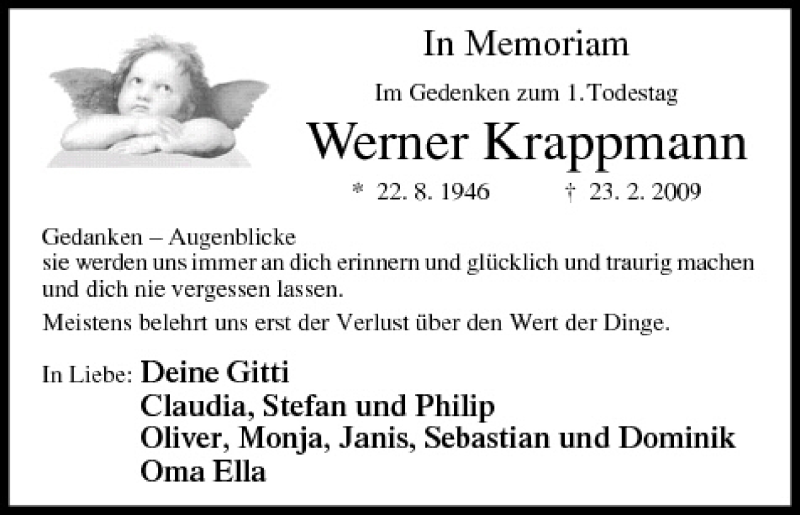  Traueranzeige für Werner Krappmann vom 23.02.2010 aus MGO