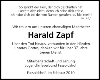 Anzeige von Harald Zapf von MGO